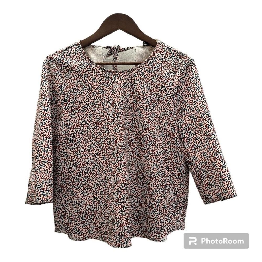 Zara Women’s Top Blouse 3/4 Sleeves Tied Up Open Back Medium